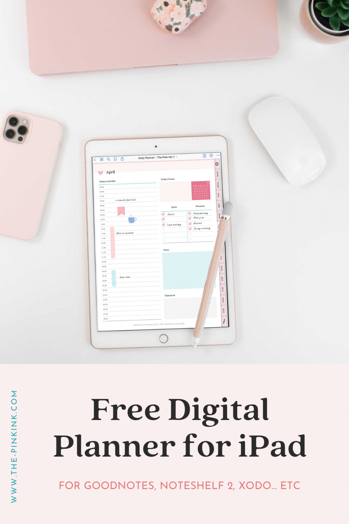 Best free digital planner download for ipad — the pink ink