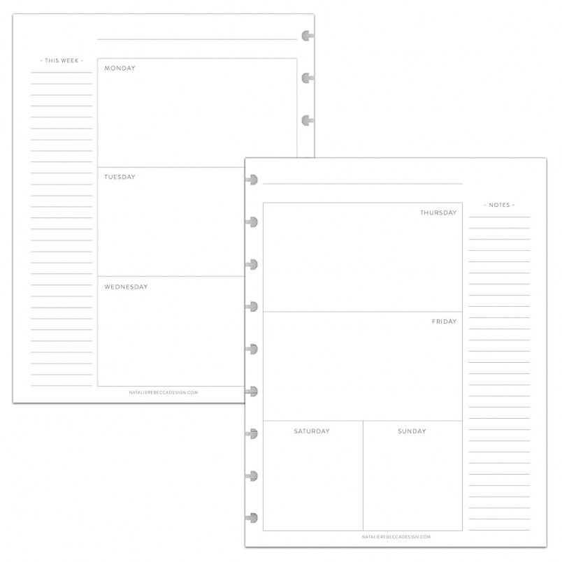 Betternote horizontal undated calendar refill pages for disc notebook, fits the happy planner, discbound levenger circa, staples arc, tul (classic 