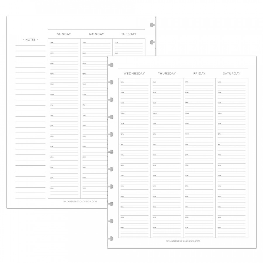 BetterNote Hourly Undated Calendar Refill for Discbound Notebook, Weekly  Appointment Book, Fits Disc Levenger Circa, Arc, TUL, Big Happy Planner,