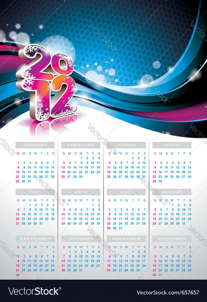 Calendar design  on blue background Royalty Free Vector