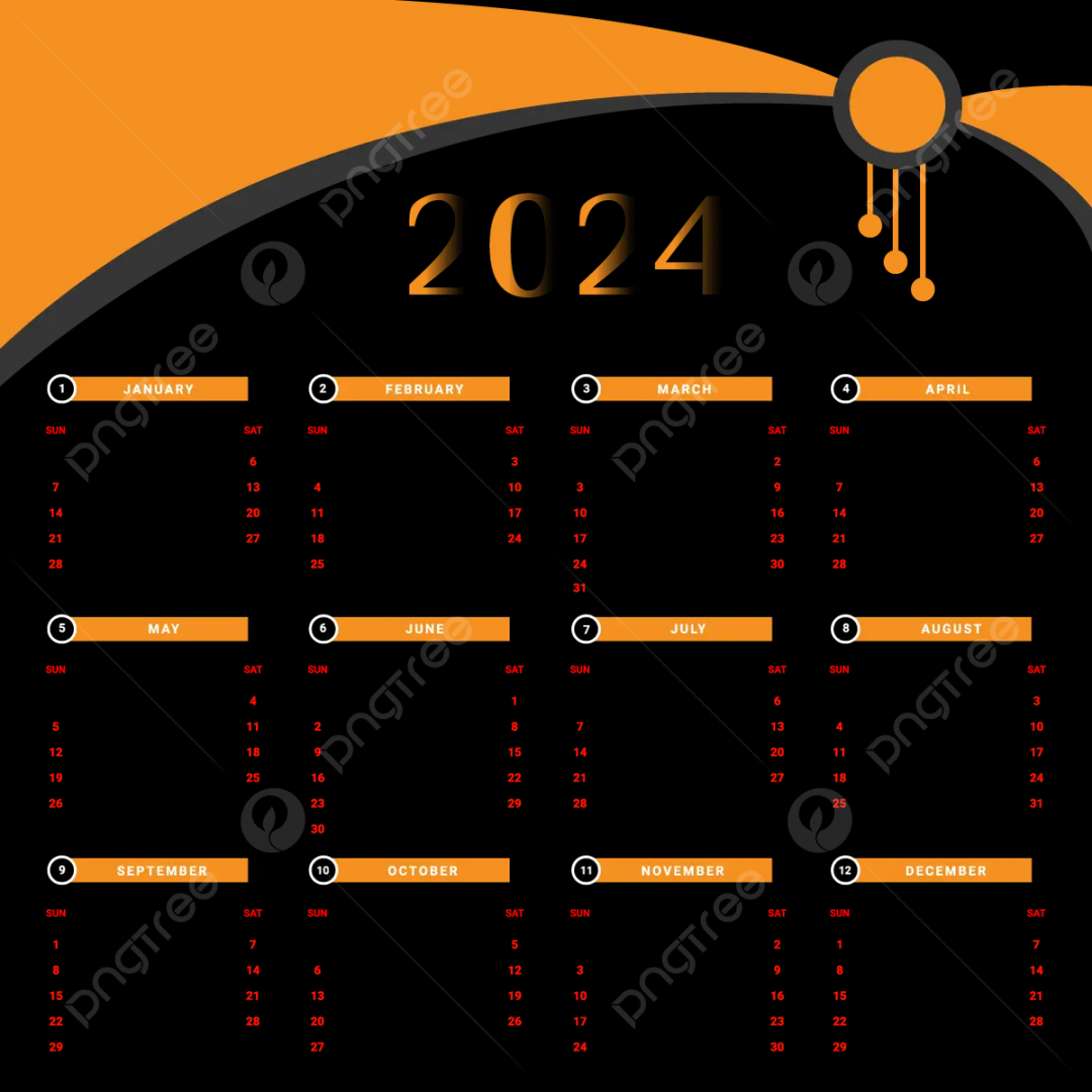 Calendar Design With Black And Yellow Geometric Style Vector