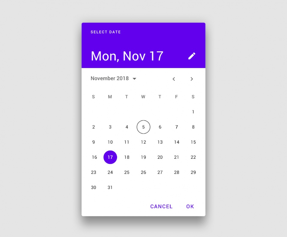 Date pickers - Material Design