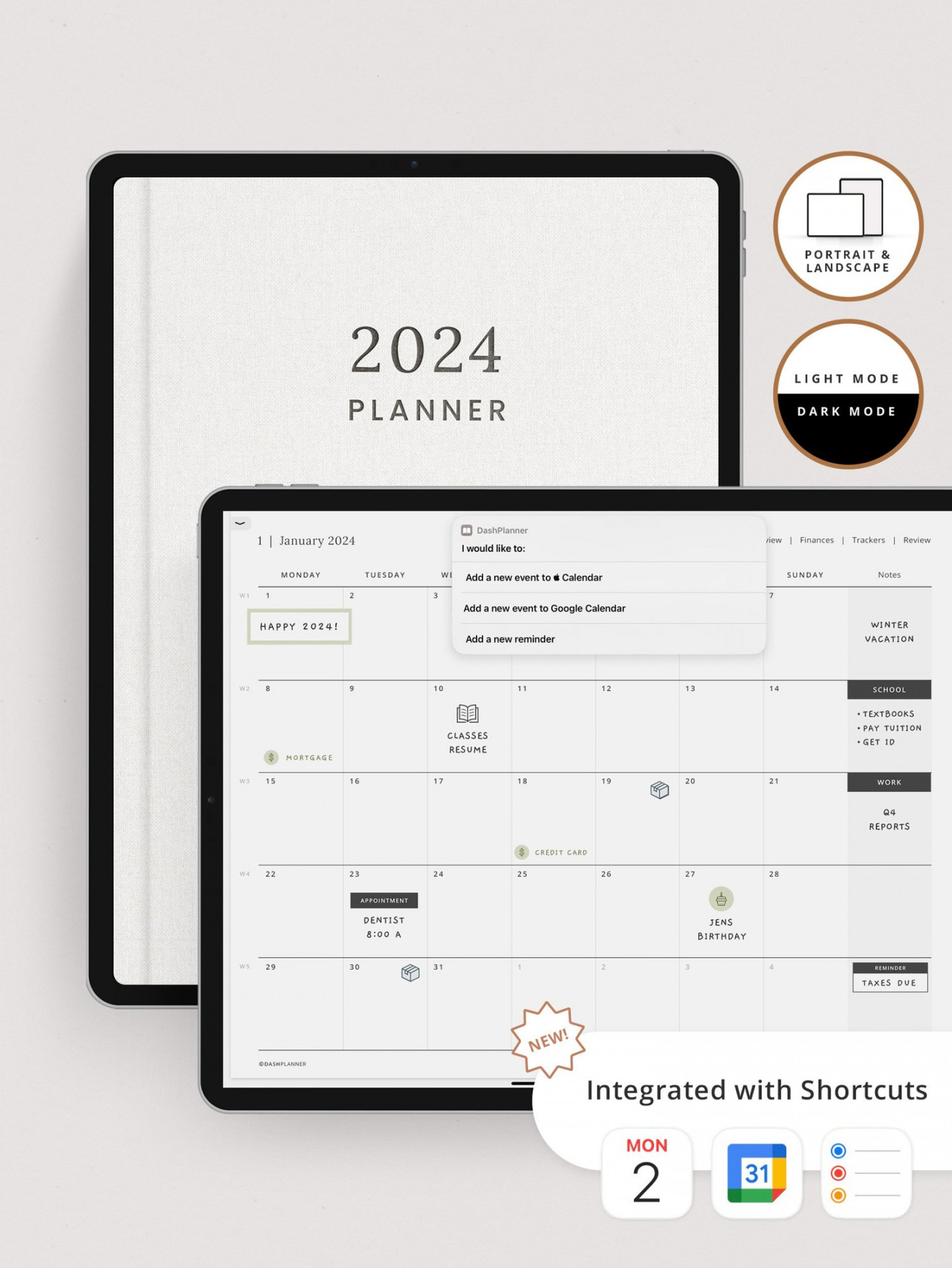 Digital Planner with Reminders, Apple Calendar, and Google Calendar  Integration — Dash Planner