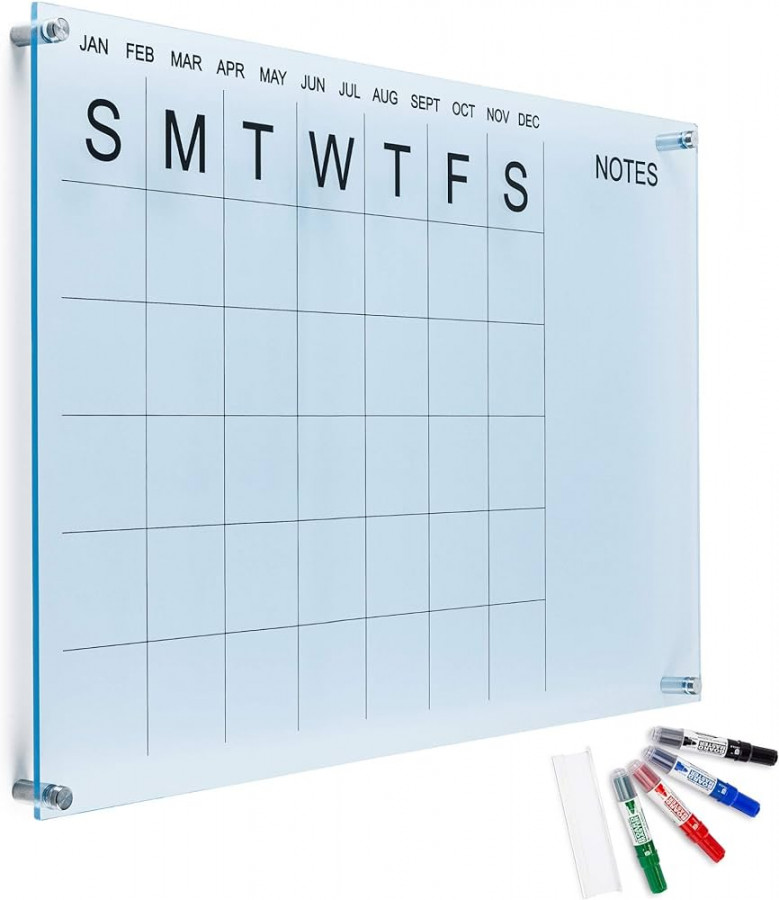 Dry Erase Monthly Acrylic Calendar for Wall, Reusable Hanging Calendar  Board Wall Planner with  drySee more Dry Erase Monthly Acrylic Calendar  for