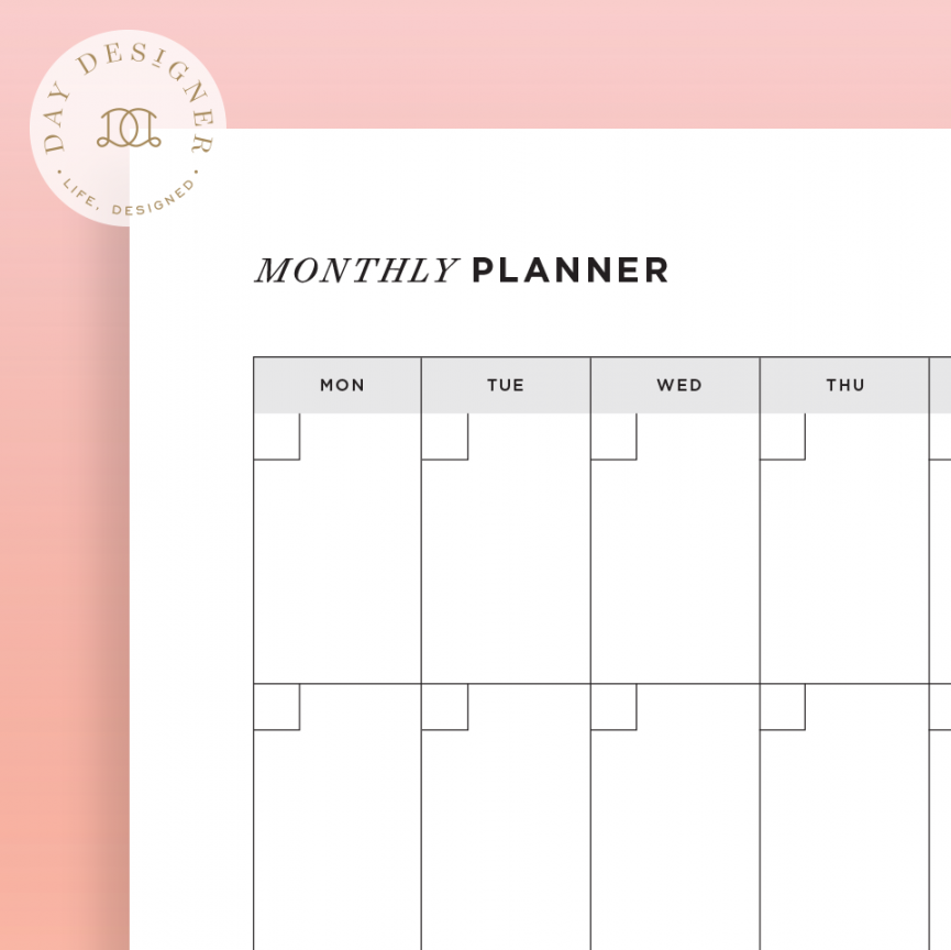 Free Printable Monthly Calendar View  Day Designer