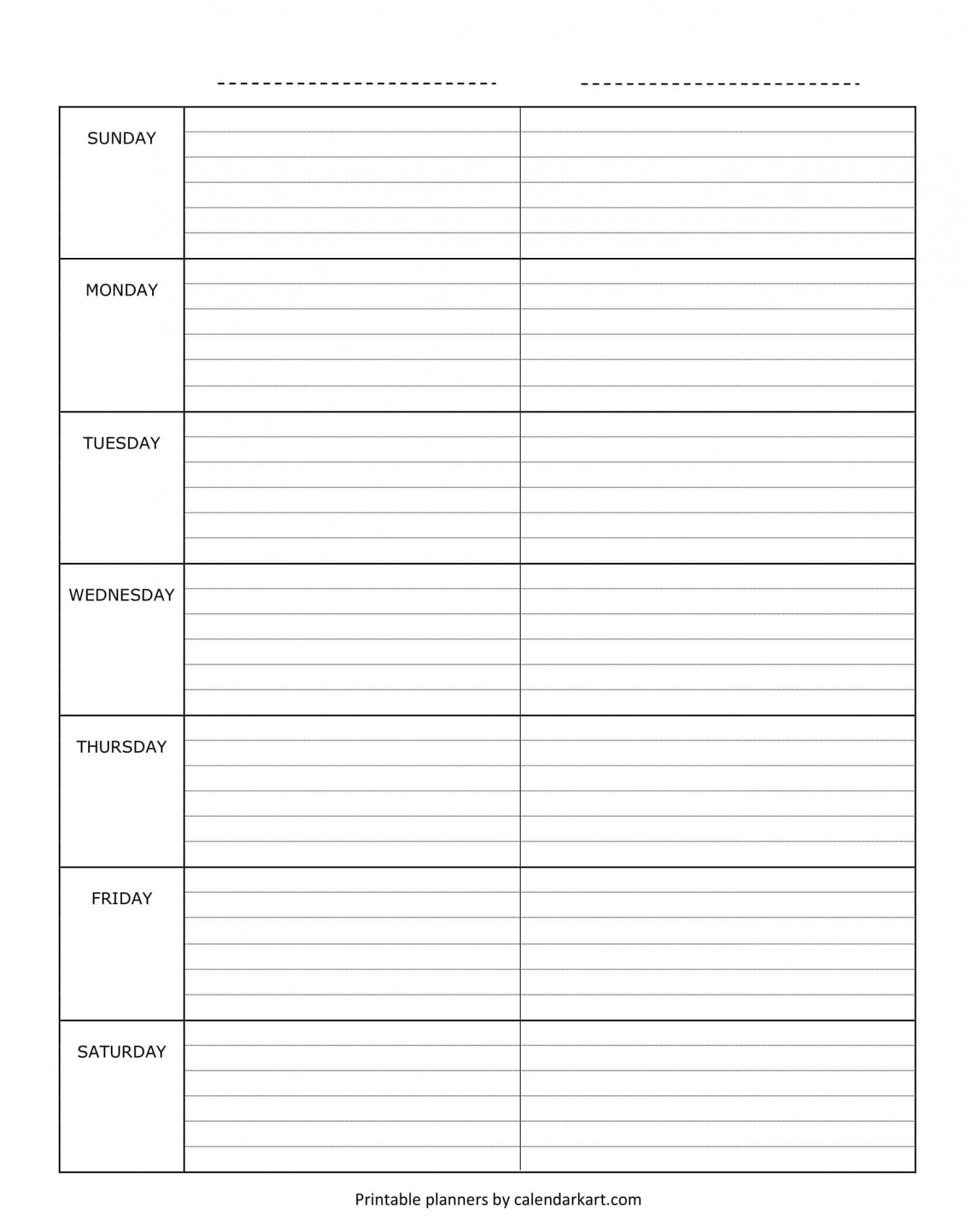 Free Printable Weekly Planner Templates - CalendarKart