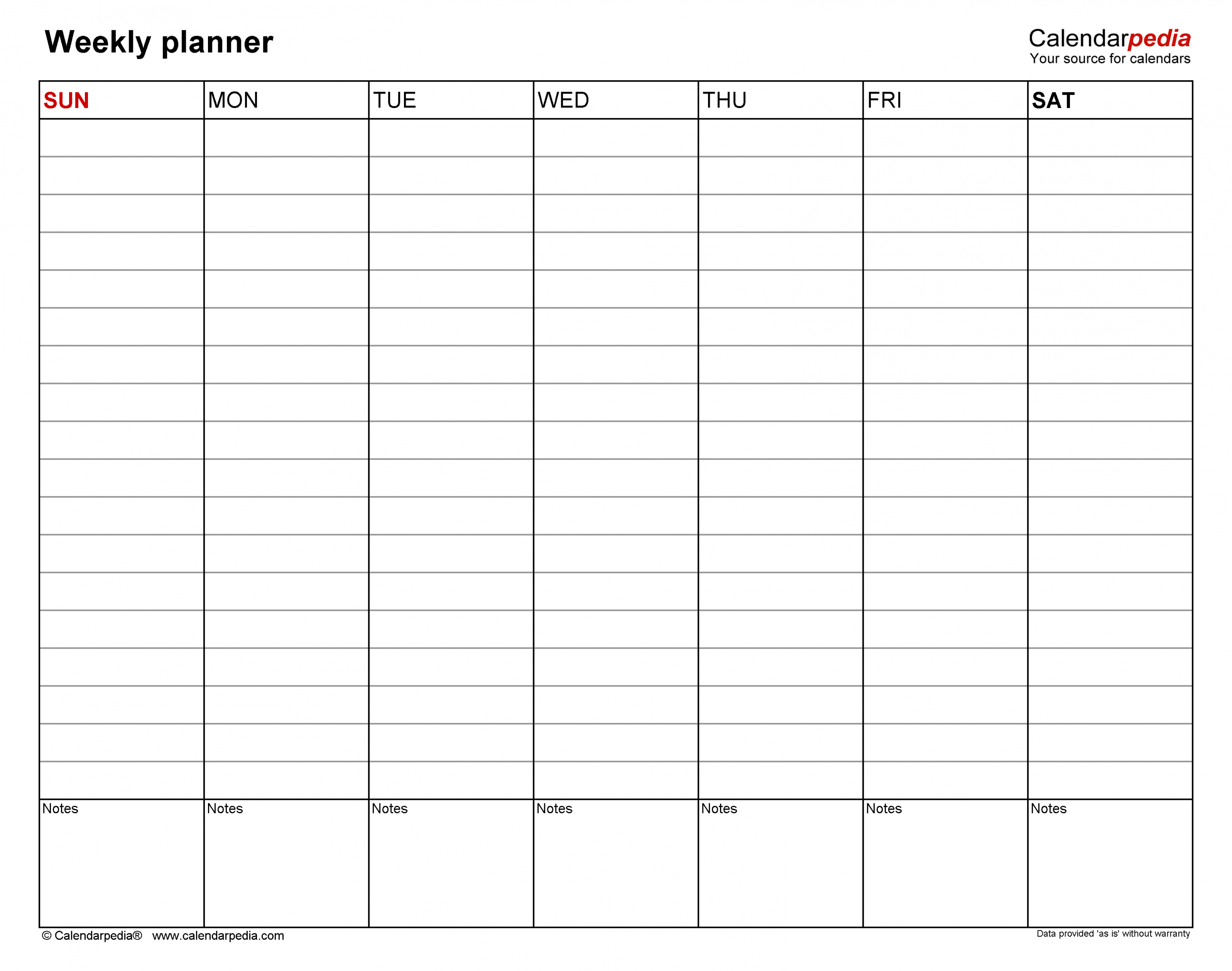 Free Weekly Planners in PDF format - + Templates