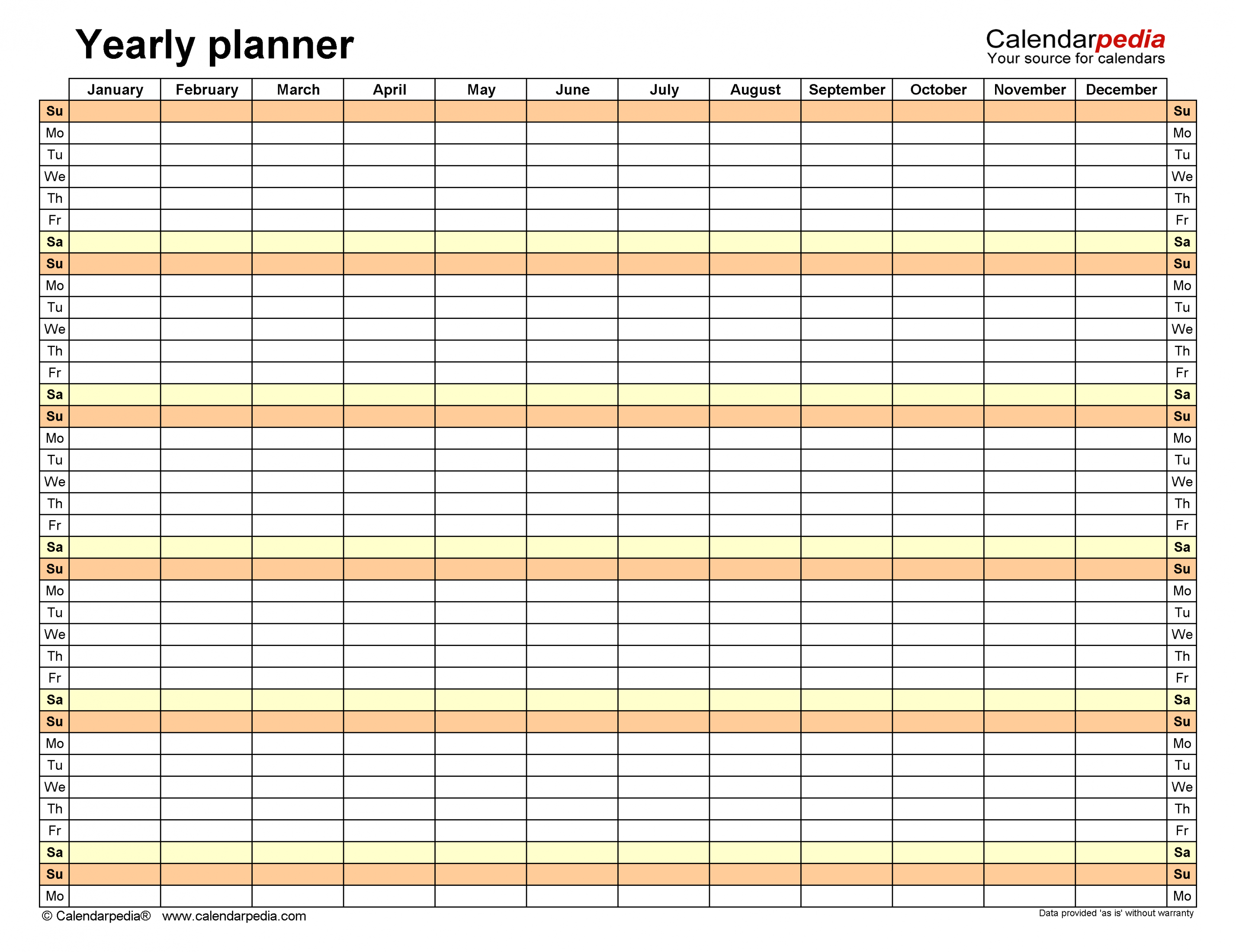 Free Yearly Planners in PDF Format -  Templates