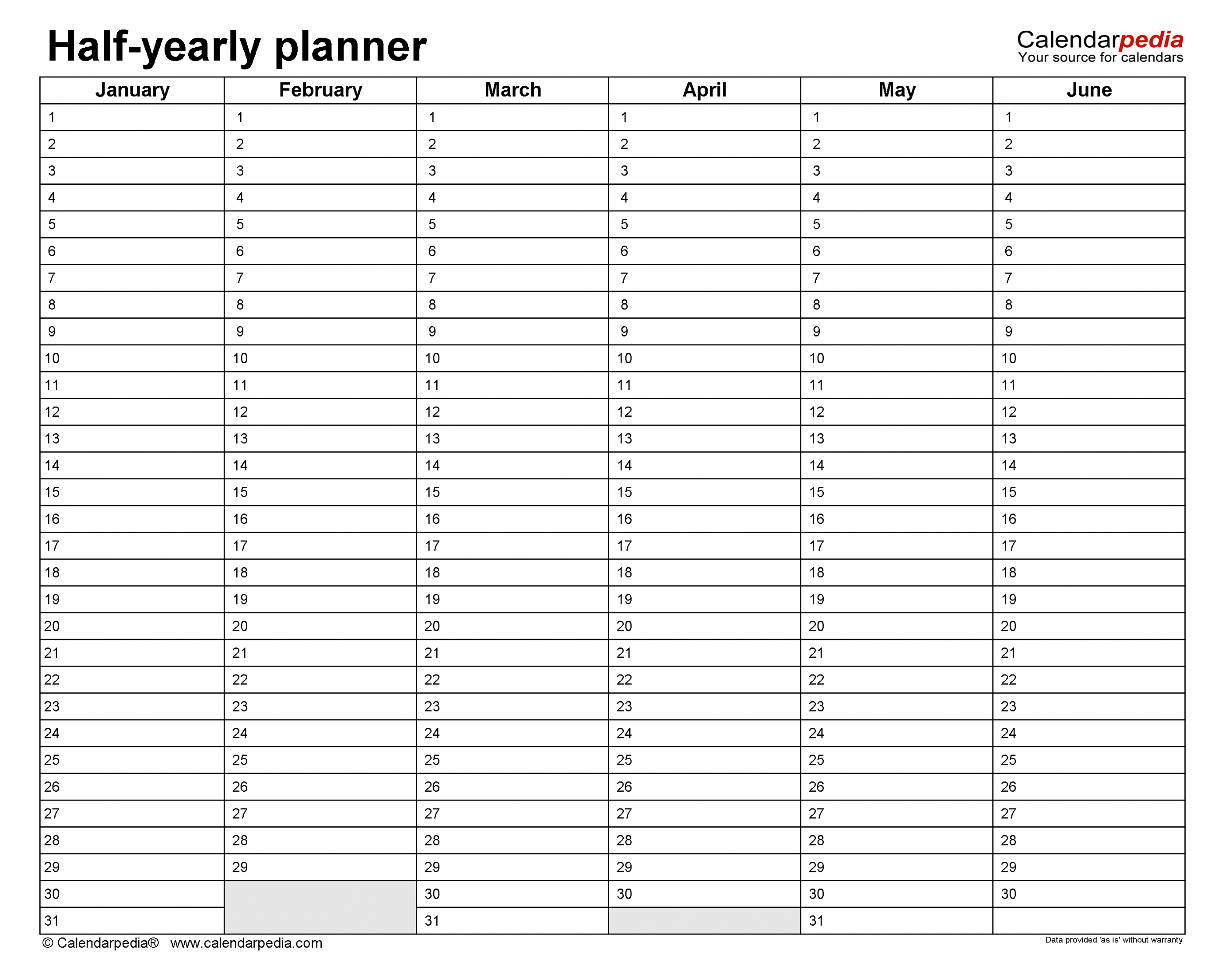 Free Yearly Planners in PDF Format -  Templates