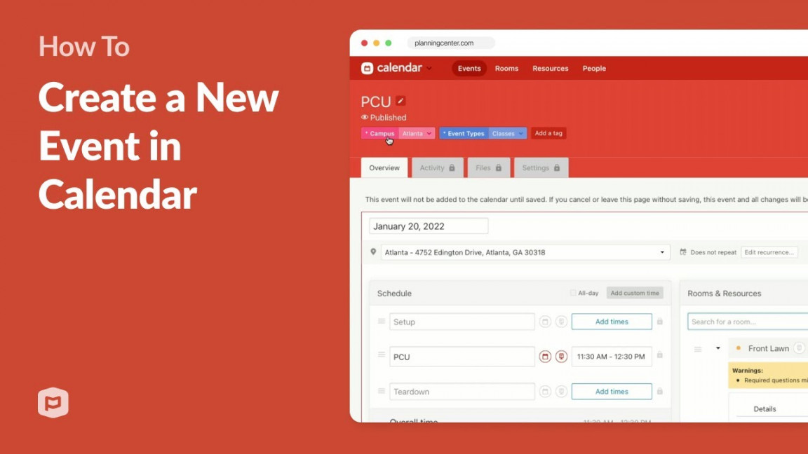 How to Create a New Event in Planning Center Calendar