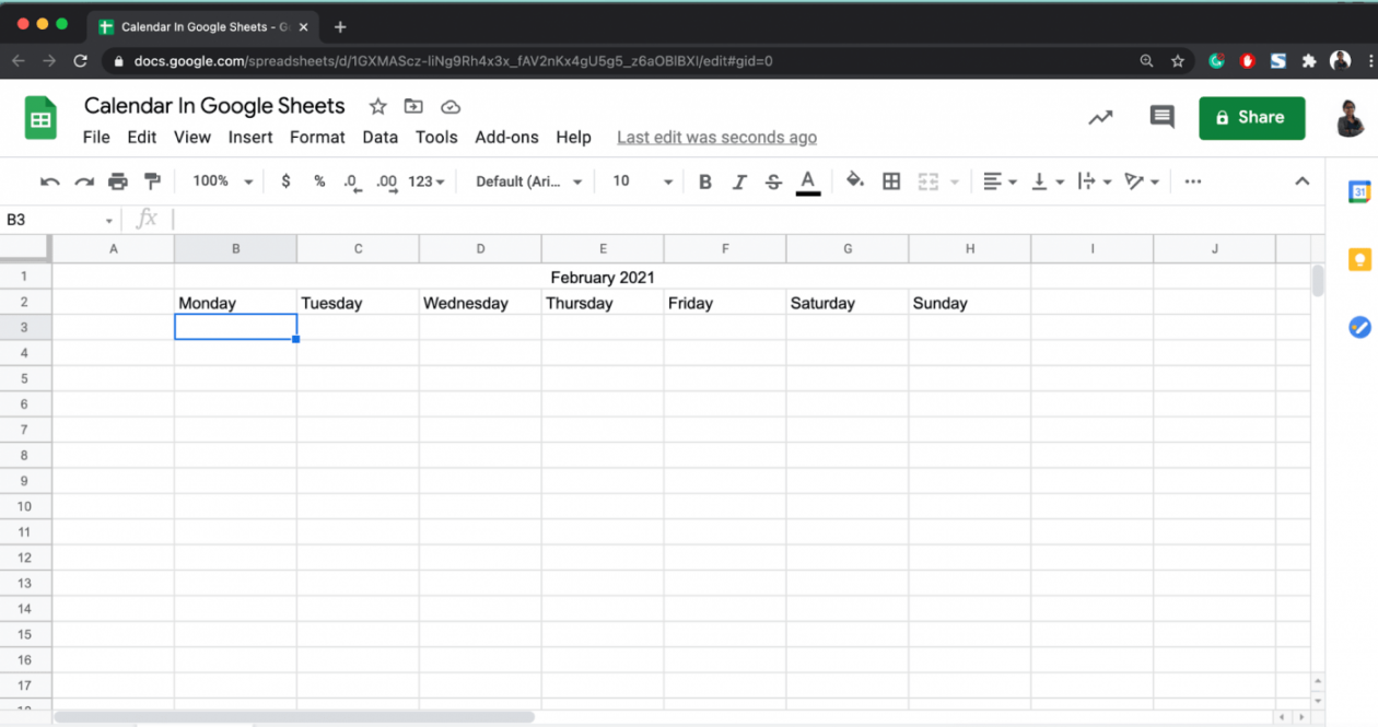 How to Make a Calendar in Google Sheets ( Guide + Template