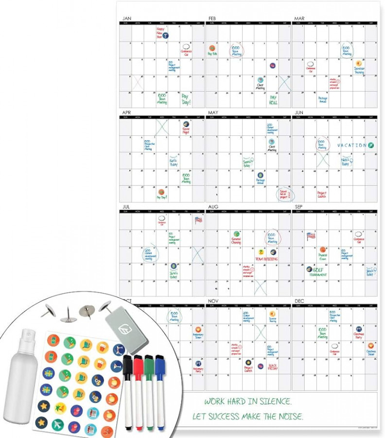 Lushleaf Designs - Large Dry Erase Wall Calendar - x Inches - Blank  Undated  Reusable Year CSee more Lushleaf Designs - Large Dry Erase  Wall