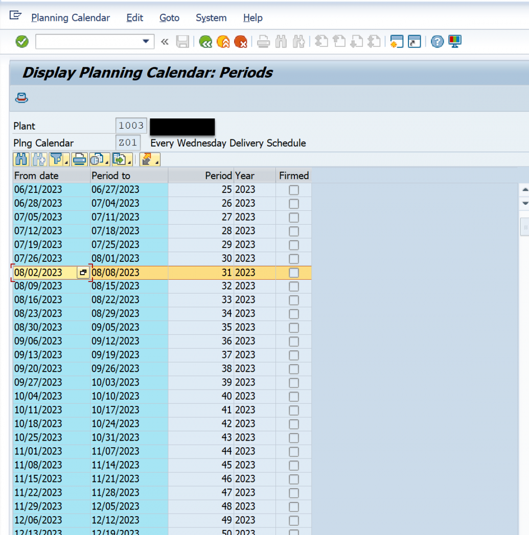 Planning Calendar Driven Purchase Requisitions Delivery Date  SAP