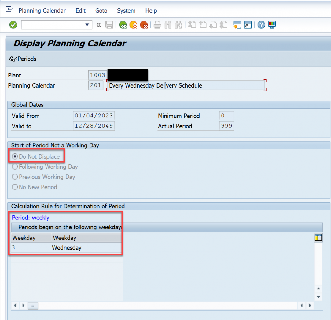 Planning Calendar Driven Purchase Requisitions Delivery Date  SAP