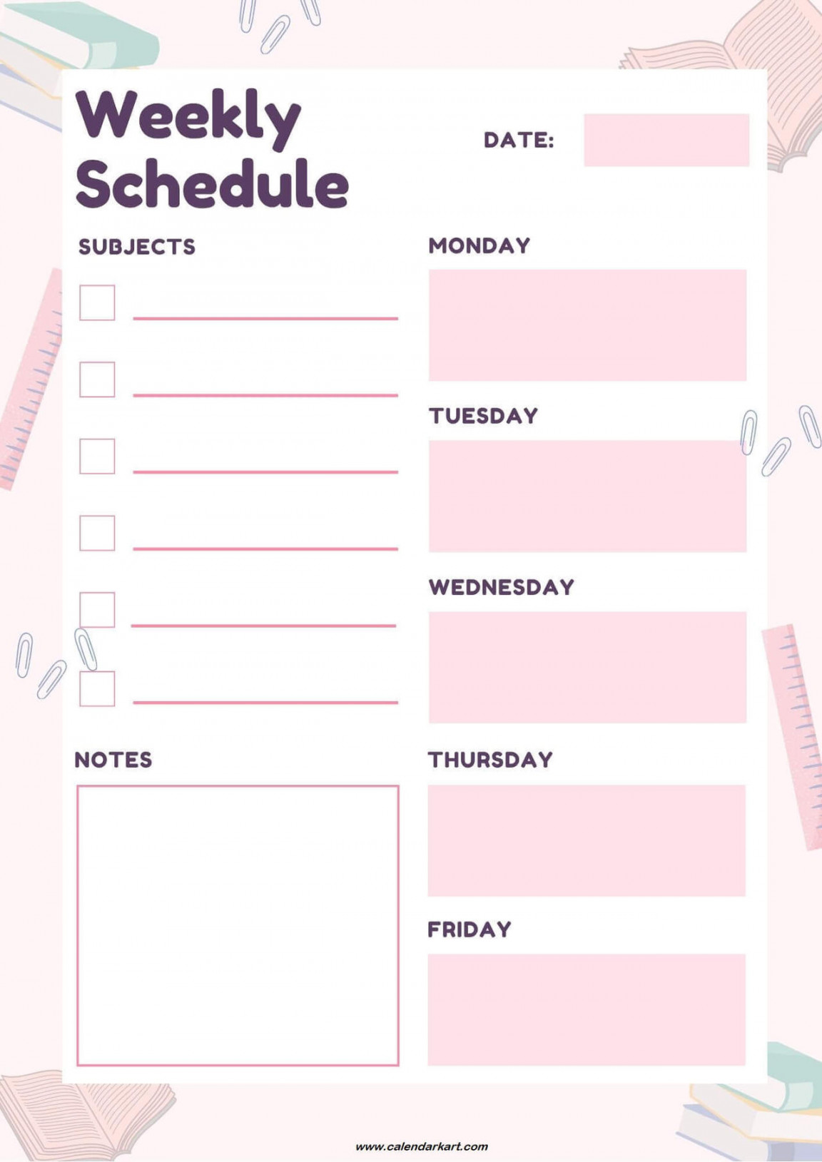 Printable Weekly Planner for students by calendarkart on DeviantArt