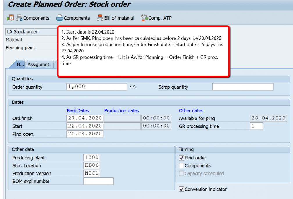 Scheduling of Dates in Planned and Production Order  SAP Blogs