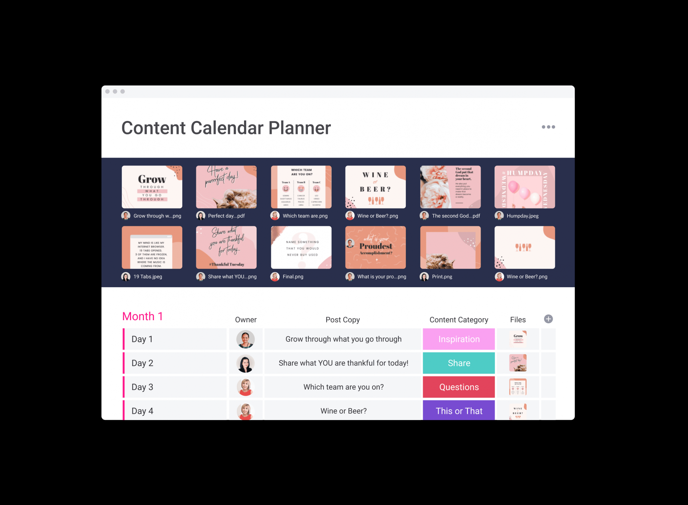 Social media planner template  monday