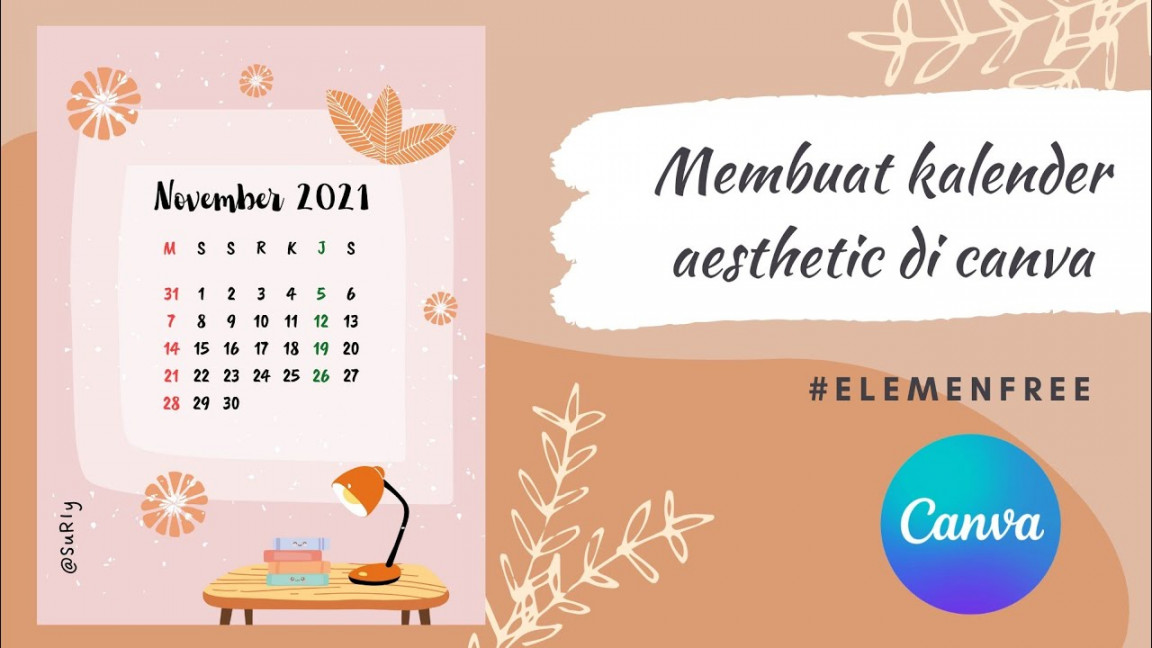 Tutorial membuat kalender aesthetic di canva  elemen free