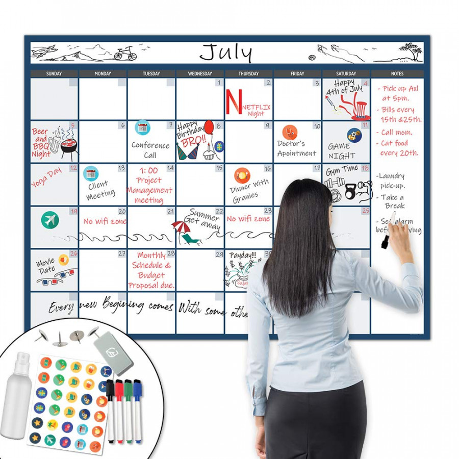 X Large Dry Erase Wall Calendar - "x" Premium Giant Oversized Undated  Erasable Deadline Task CalSee more X Large Dry Erase Wall Calendar -