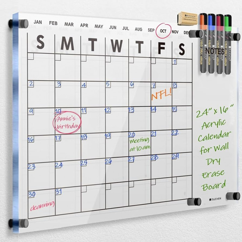 Acrylic Dry Erase Calendar for Wall ”x“ Clear Acrylic Wall Calendar  White Board Calendar Home Office Calendar