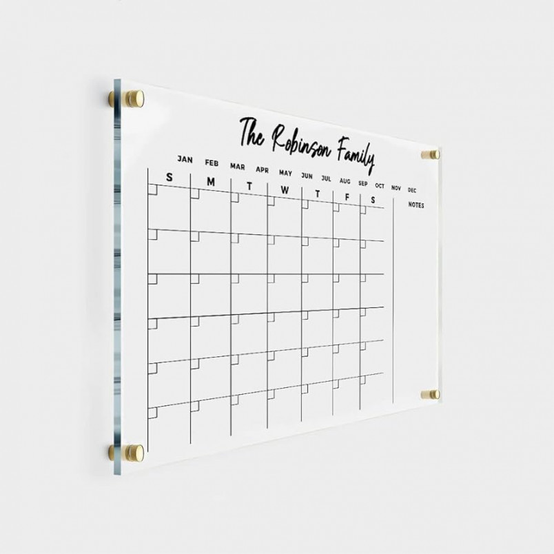 Acrylic Family Planner Wall Calendar - Dry Erase Board, Dry Erase Calendar,  Custom Text Blank Calendar, Transparent Calendar ("x", Colorful