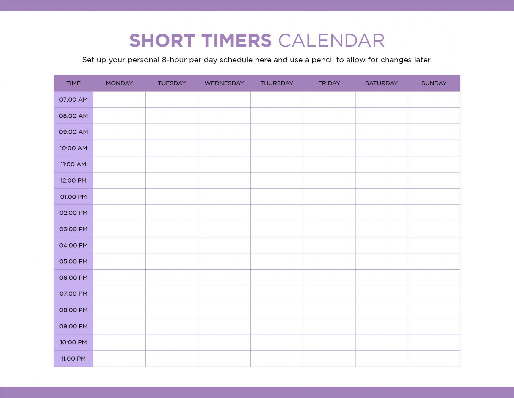 Best Printable Daily Blank Calendar Template PDF for Free at