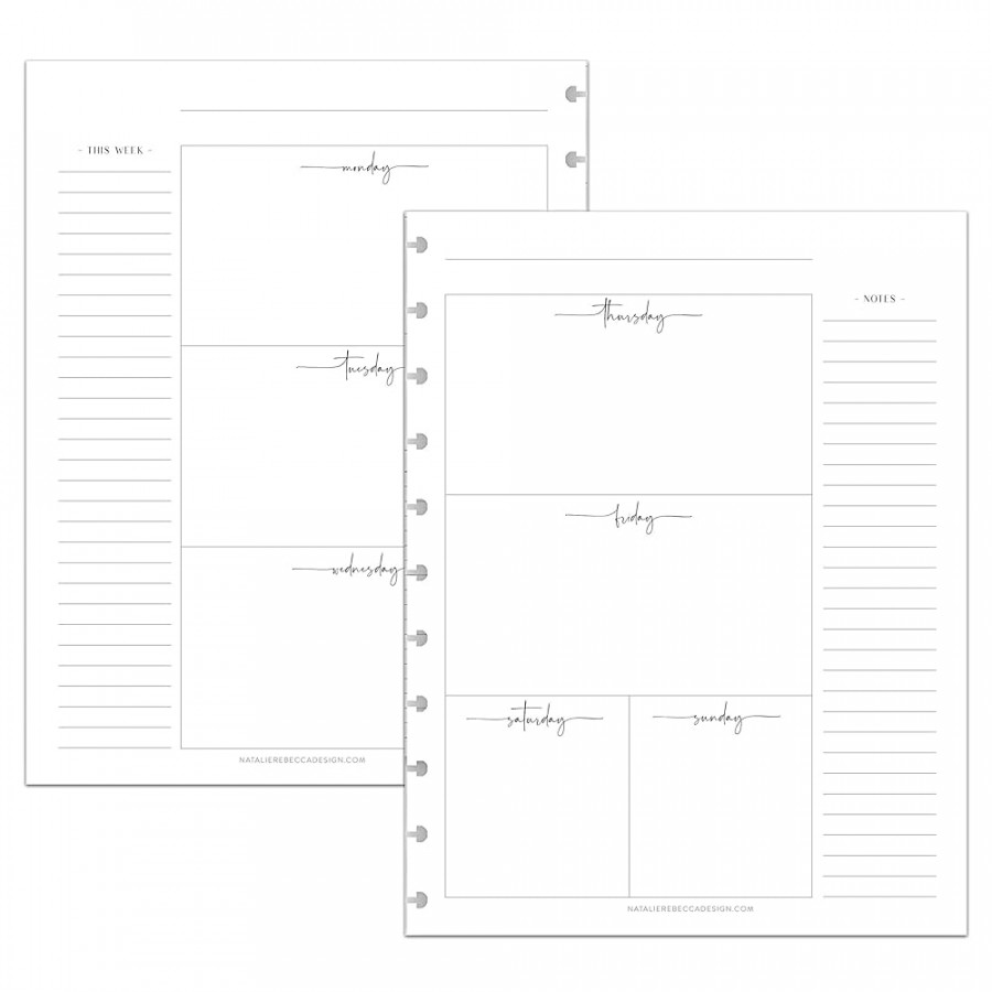 BetterNote Horizontal Undated Calendar Refill Pages for Disc Notebook, fits  The Happy Planner, Discbound Levenger Circa, Staples Arc, TUL (Modern-