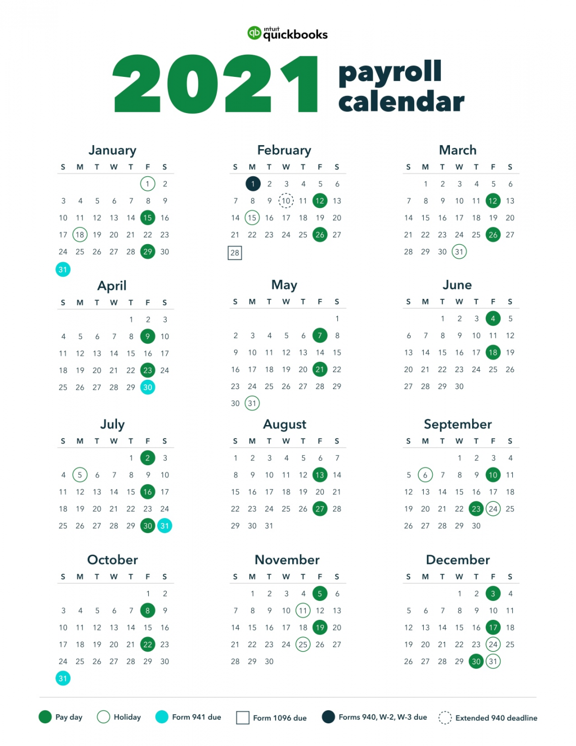 Bimonthly payroll calendar templates for   QuickBooks