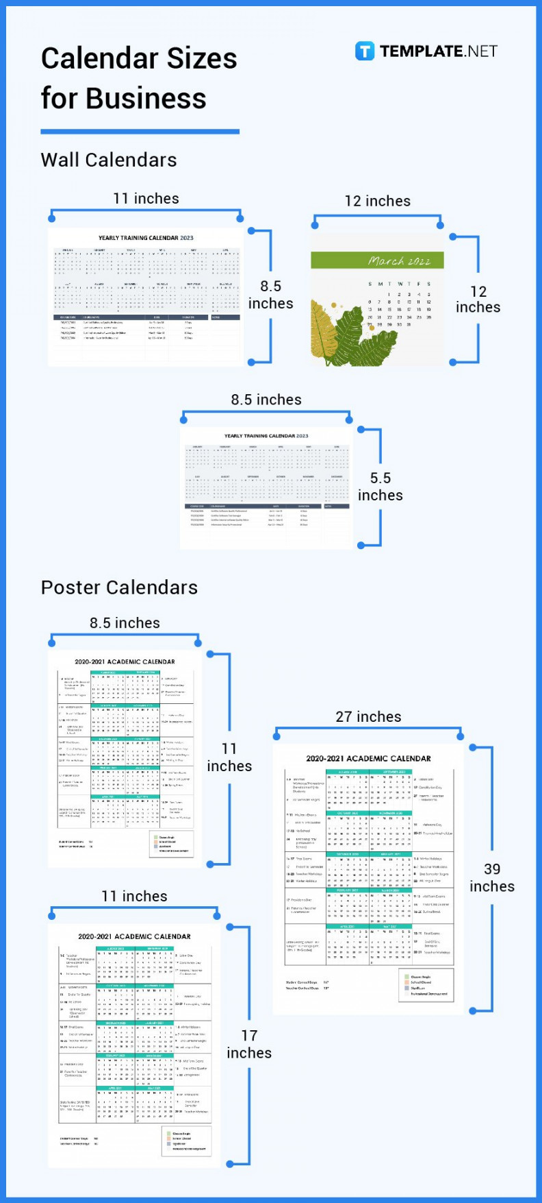 Calendar Size - Dimension, Inches, mm, cms, Pixel