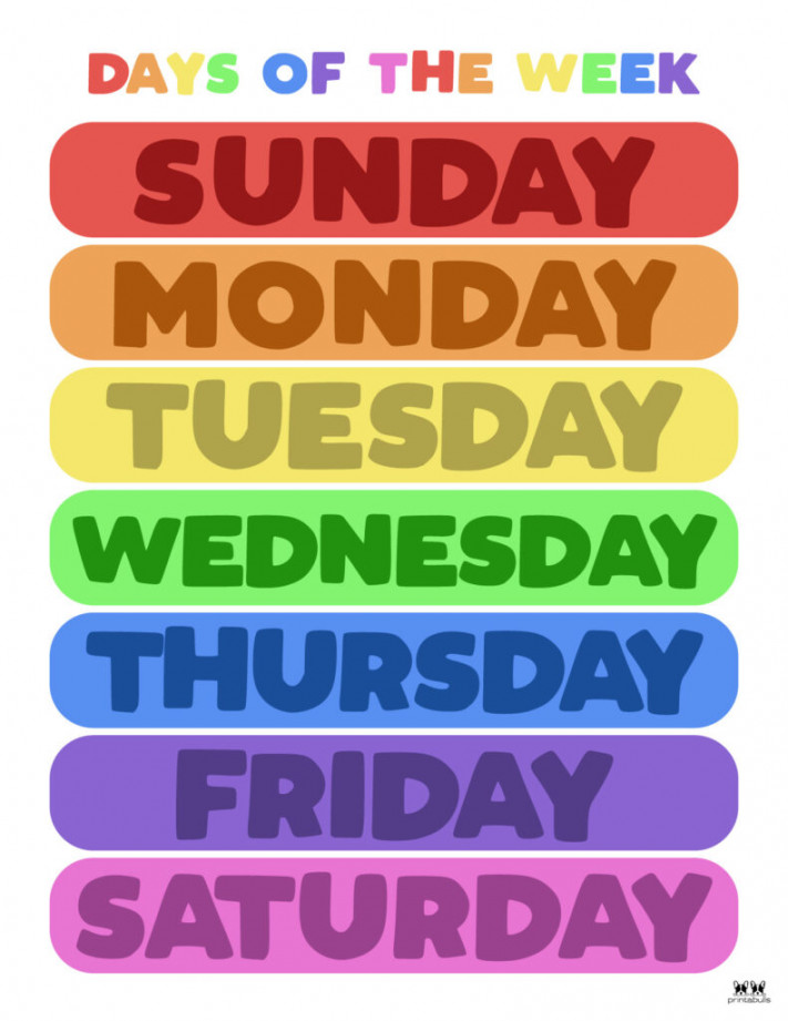 Days of the Week Worksheets & Printables -  Free Pages  Printabulls