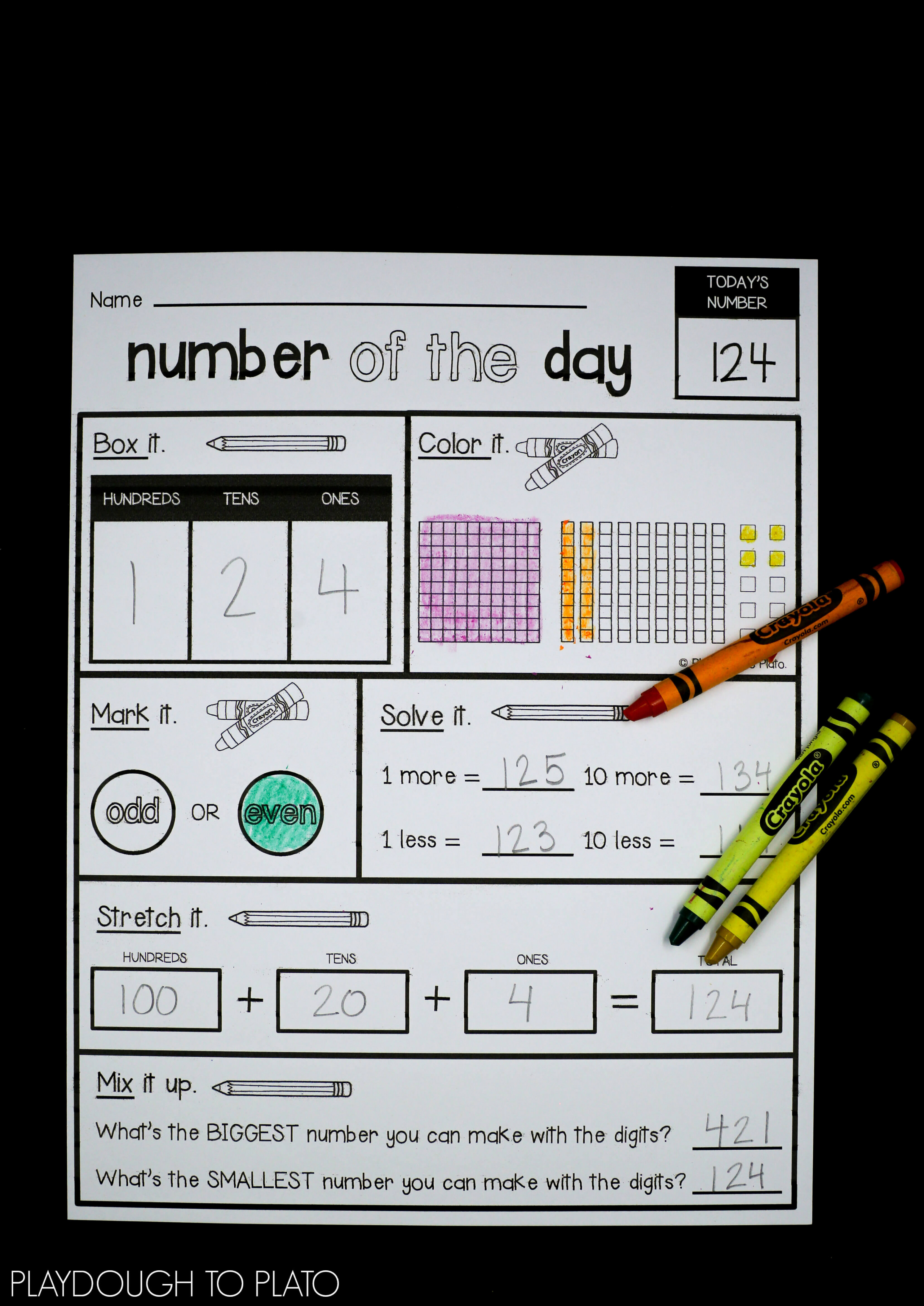 EDITABLE Number of the Day Sheet - Playdough To Plato