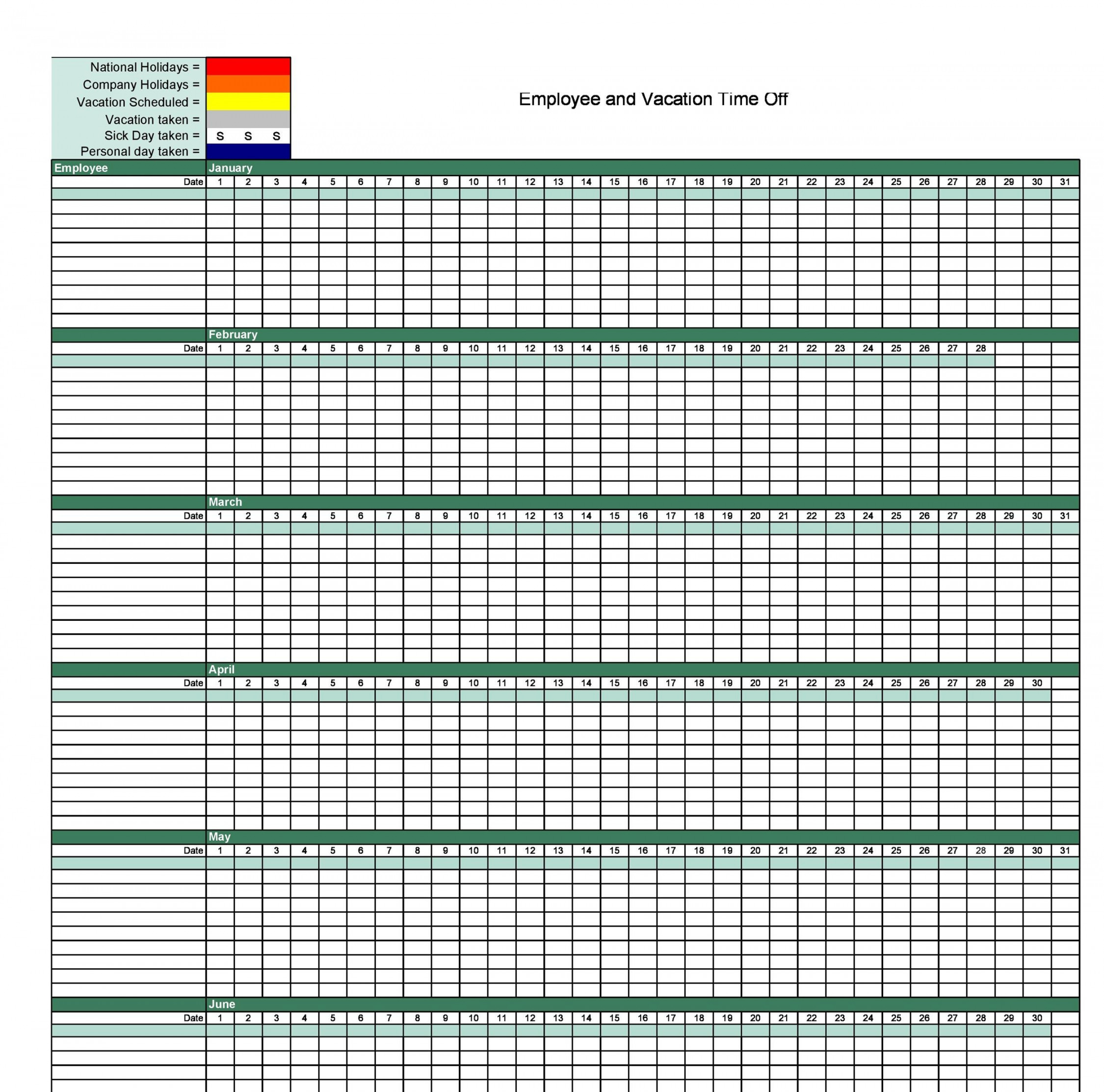 Employee Vacation Trackers (Excel & Word) ᐅ TemplateLab