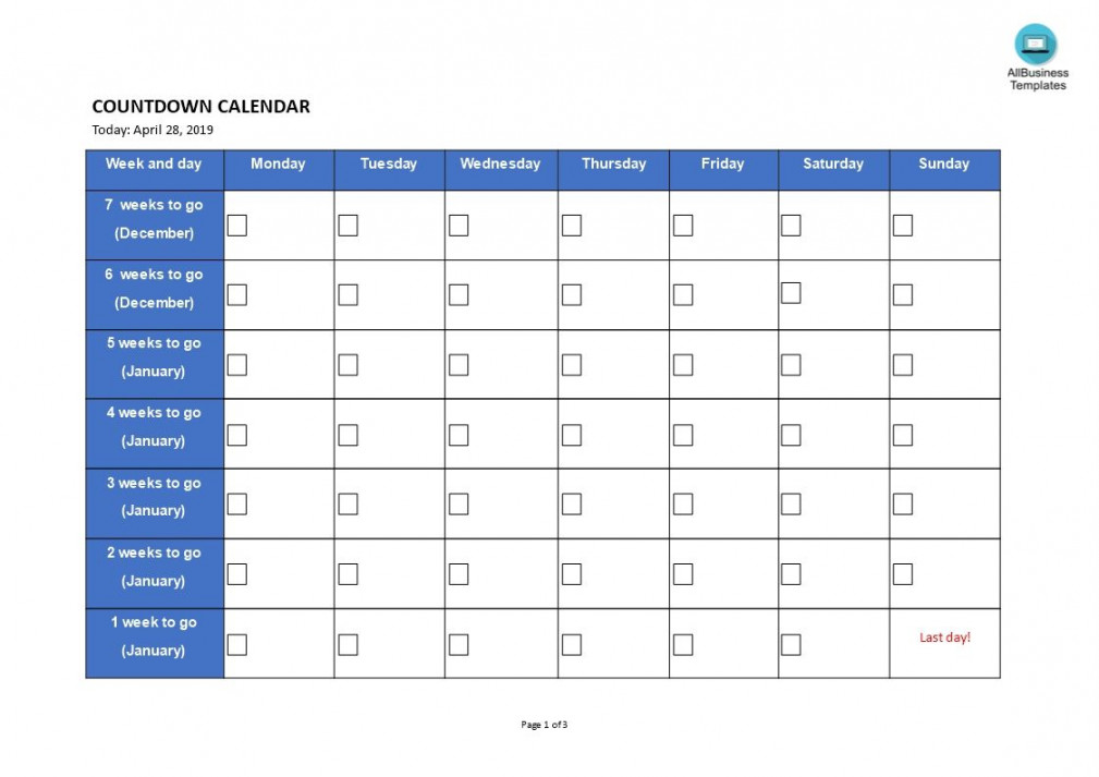 Extraordinary Free Countdown Calendar For Retirement  Calendar