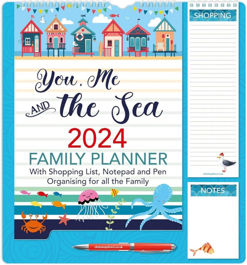 Family Organiser Calendar Wall Planner with Memo Pad, Pen