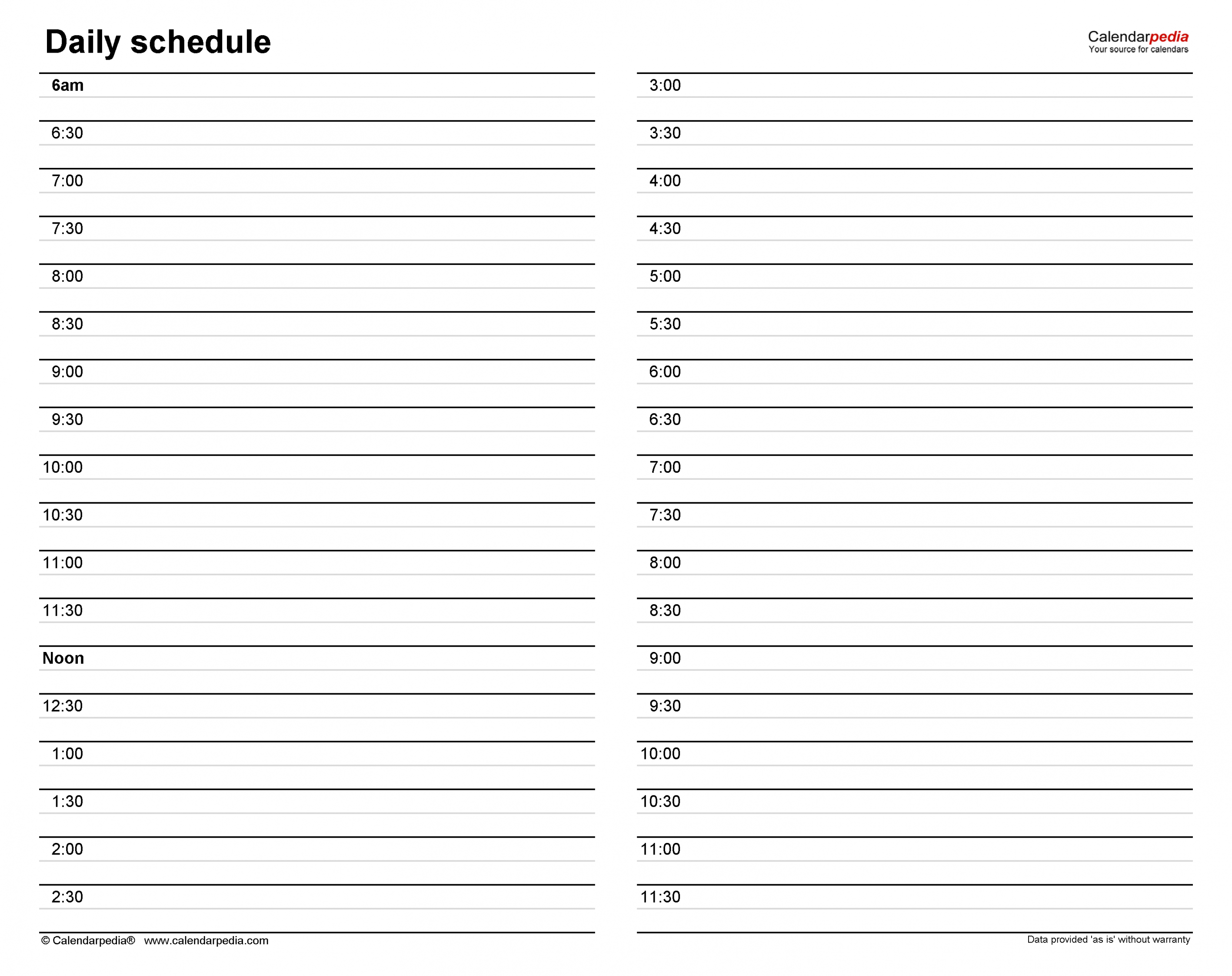 Free Daily Schedules in PDF Format - + Templates