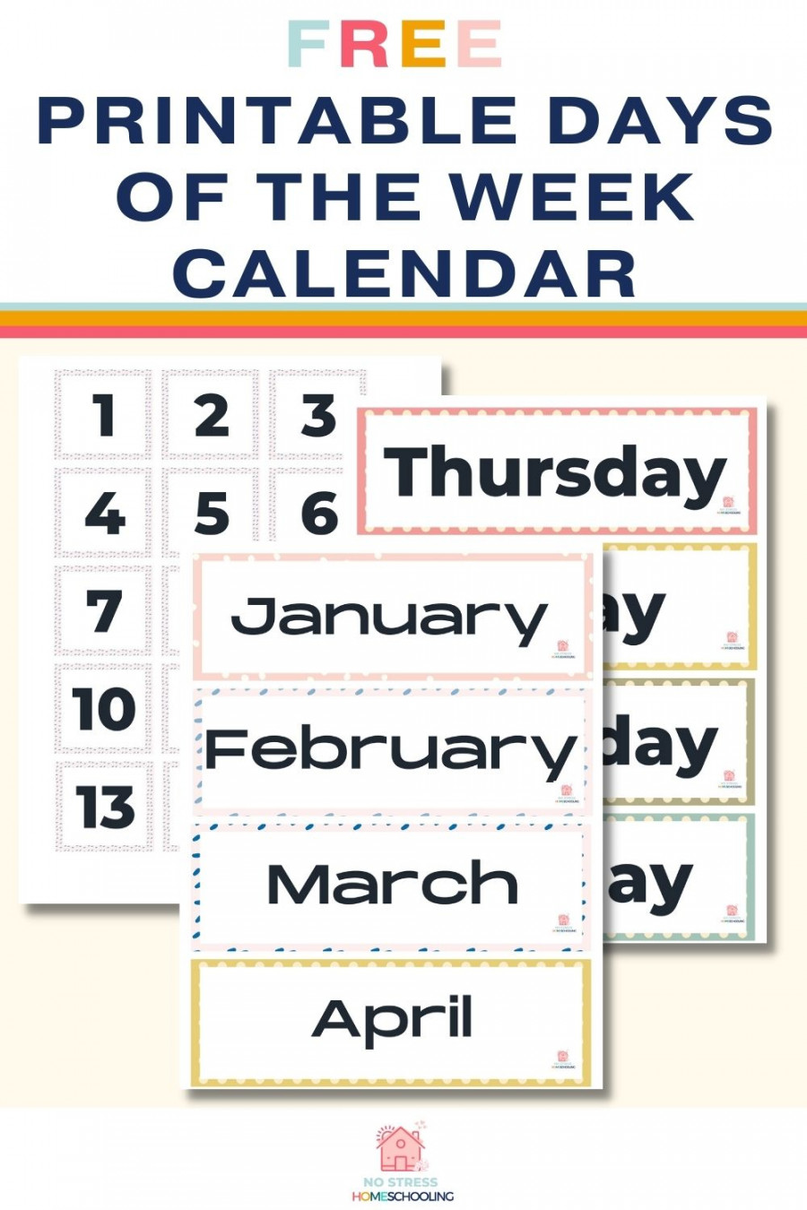 Free Printable Days Of The Week Calendar For Preschoolers - No