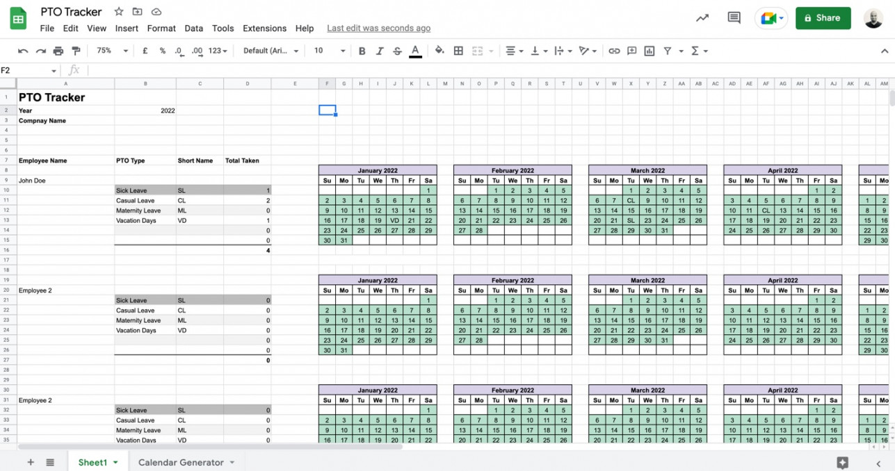 % FREE PTO Tracking Template  - ClockIt