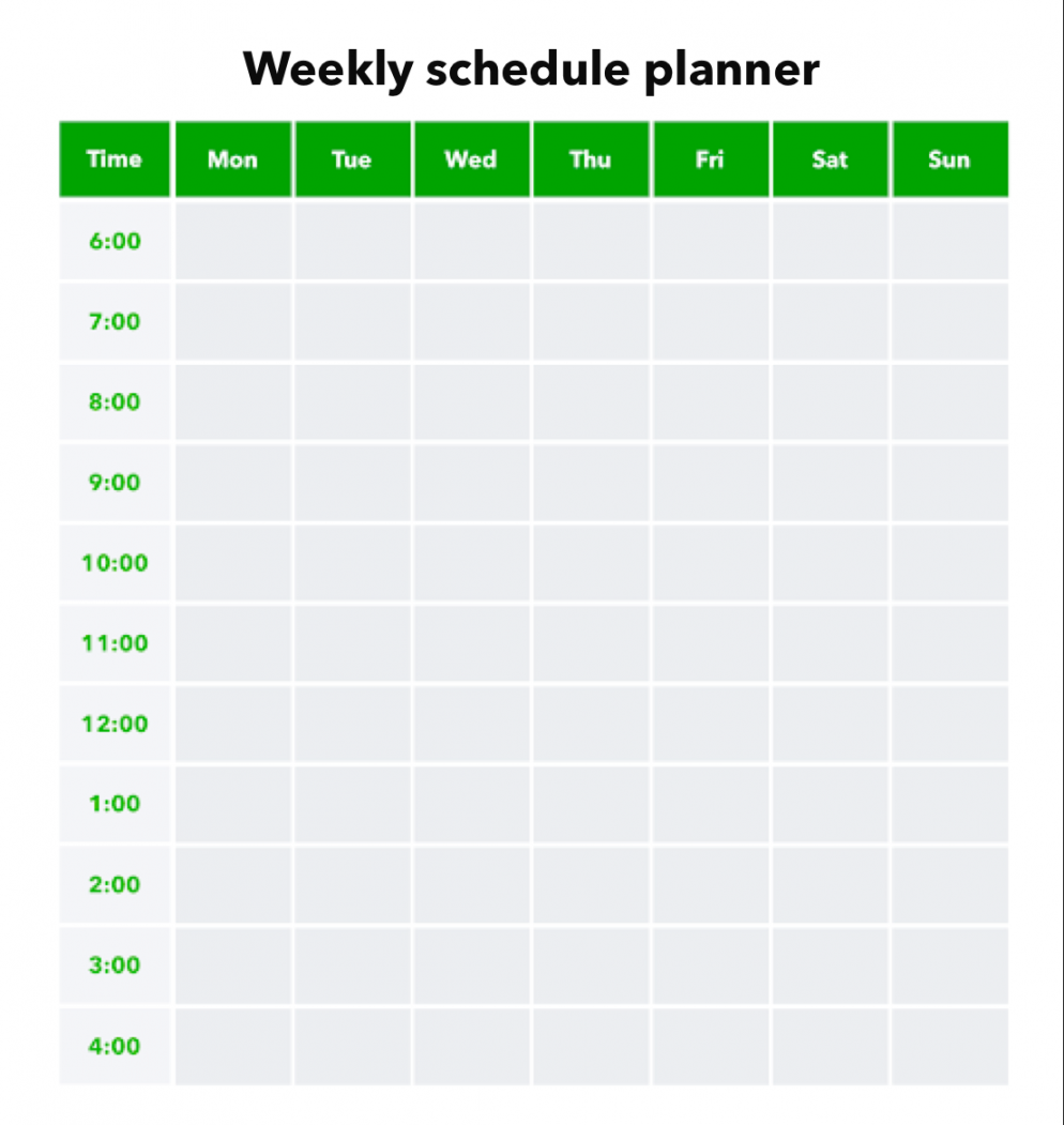 Free time schedule templates—Download & print  QuickBooks