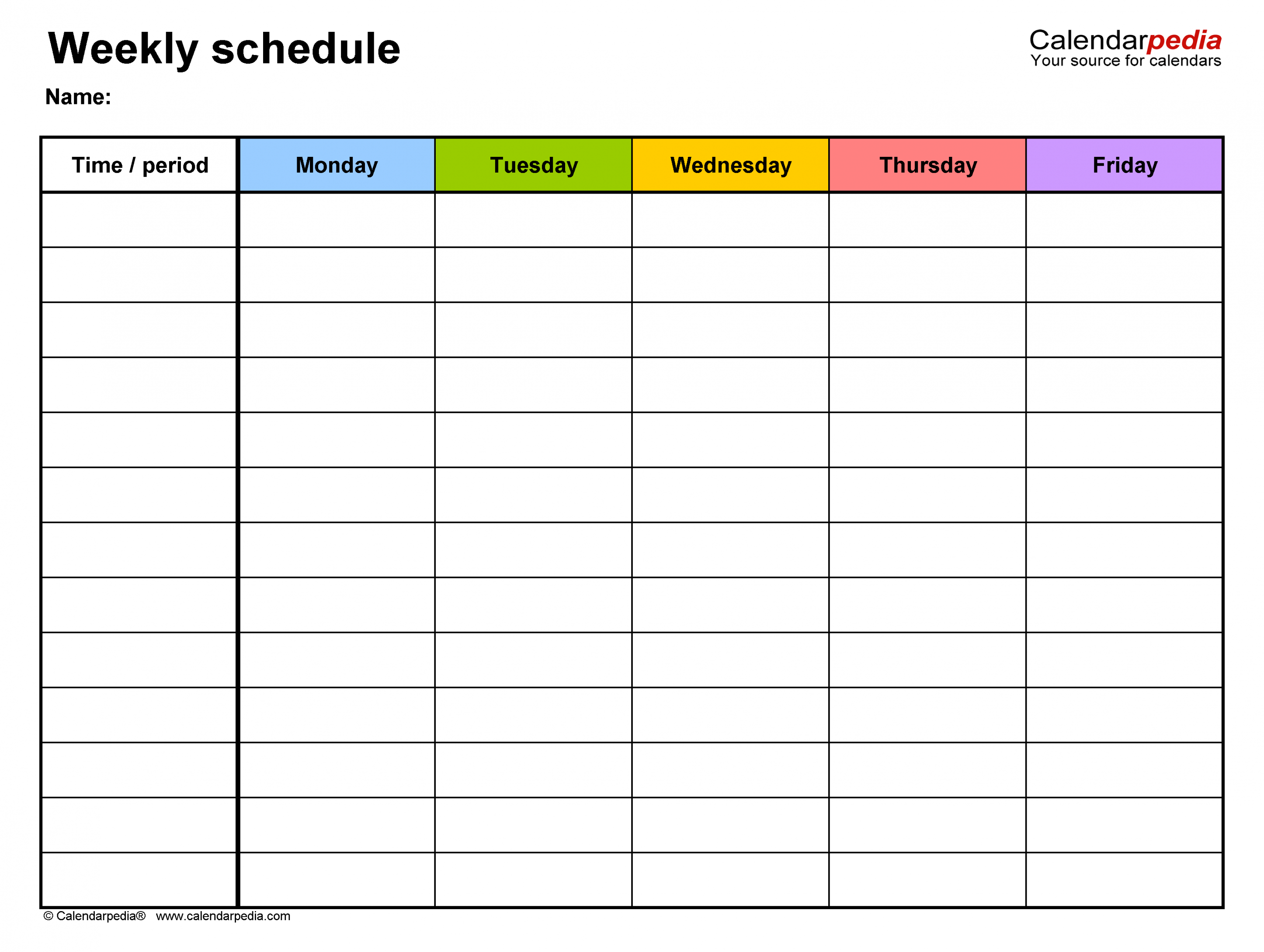 Free Weekly Schedules for Word -  Templates