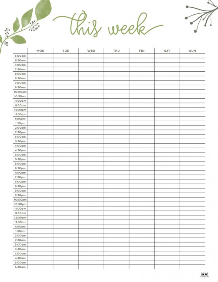 Hourly planners free printables printabulls