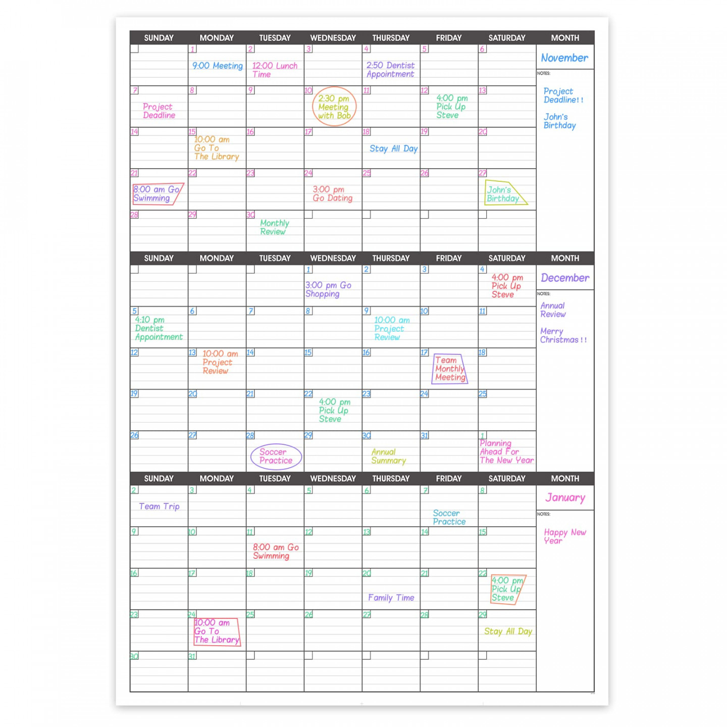 Large Dry Erase Calendar for Wall -  Month Vertical Wall Calendar, Blank  Reusable Monthly QuarterlySee more Large Dry Erase Calendar for Wall -