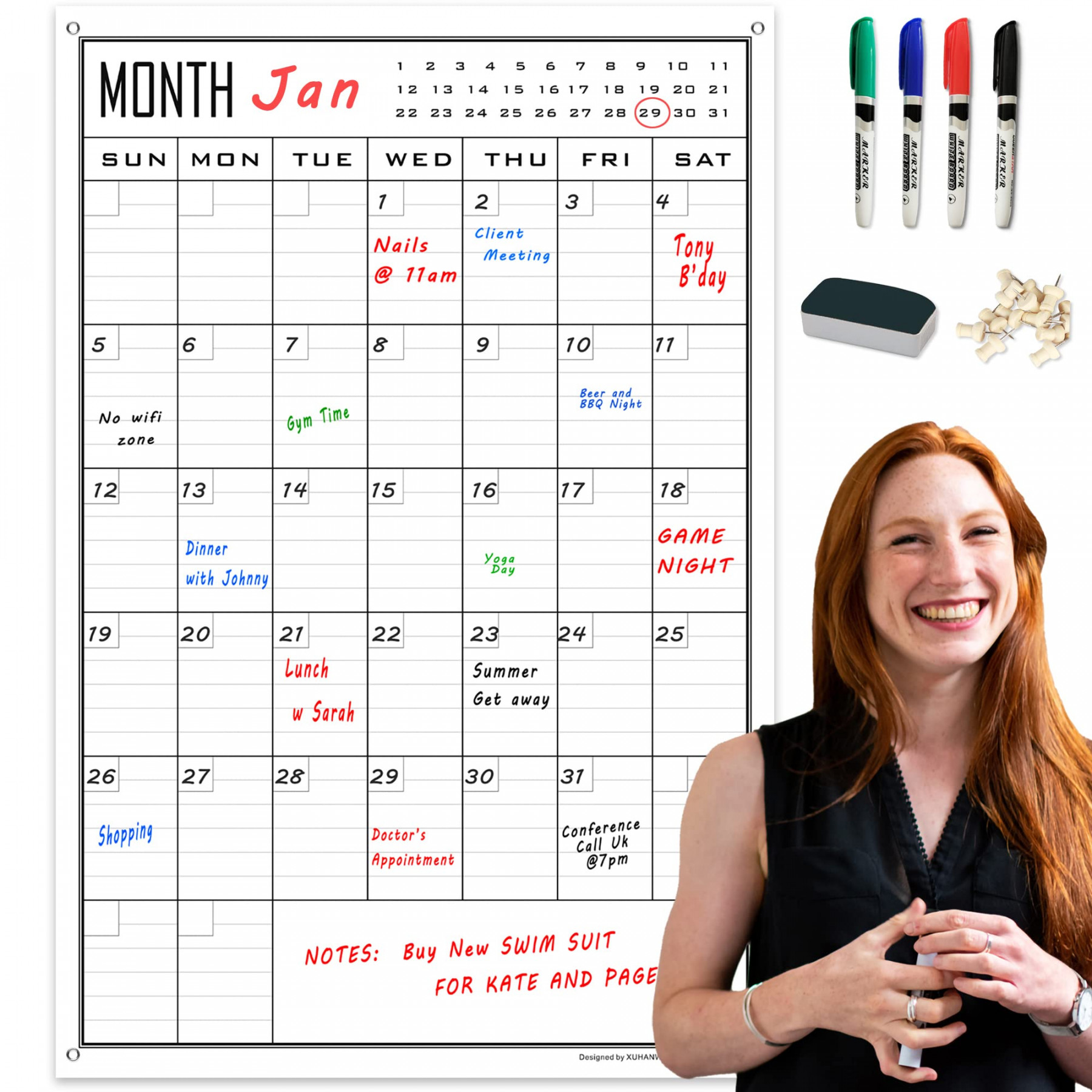 Large Dry Erase Calendar For Wall Monthly,x Inch Big Vertical Blank  White Board Calendar Fit to See more Large Dry Erase Calendar For Wall