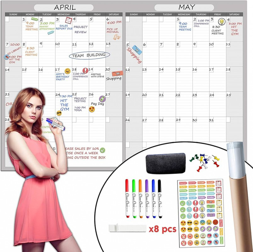 Large Dry Erase Wall Calendar - " x " Undated -Month Planner for Home,  Office, School - ReusablSee more Large Dry Erase Wall Calendar - " x