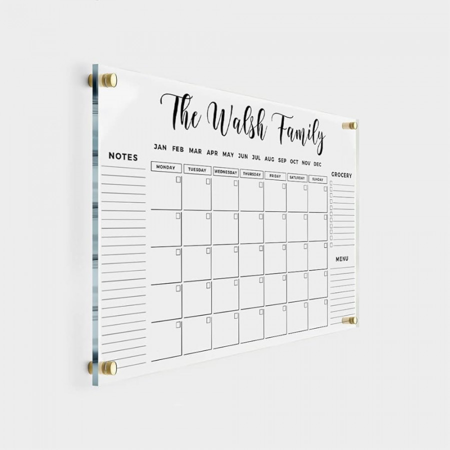 Large Personalized Acrylic Wall Calendar - Dry Erase Calendar Family  Calendar  Calendar Monthly and Weekly Board Family Planner New Home  ("x",
