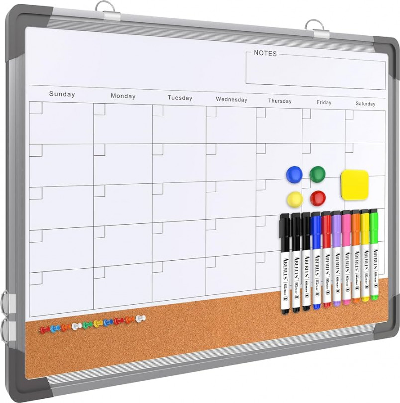 Monthly Calendar Whiteboard Dry Erase Cork Board Combination for Wall,  "x" Magnetic Dry Erase BoSee more Monthly Calendar Whiteboard Dry  Erase