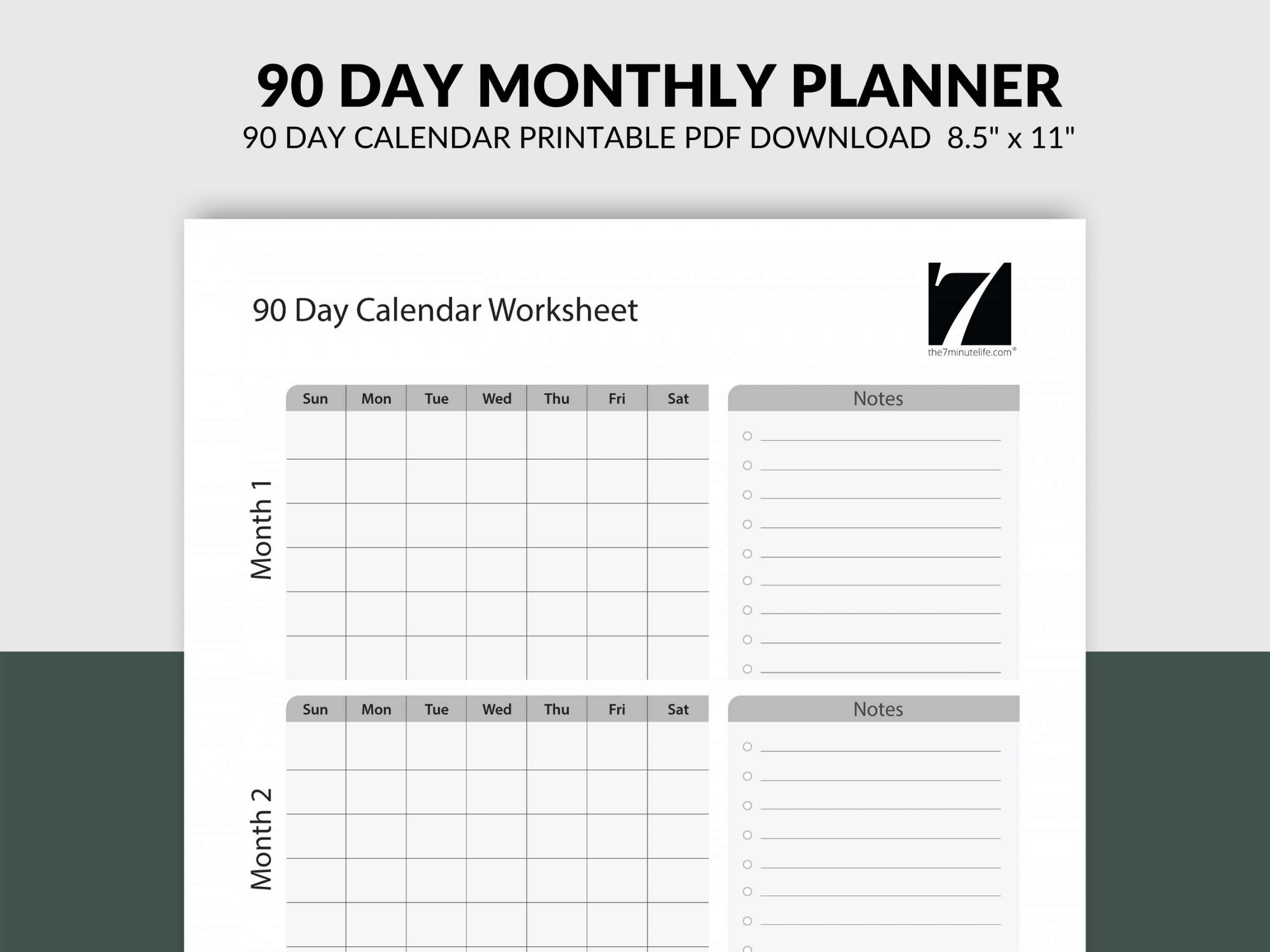 Monthly Planner Printable  Day Calendar Undated Month at a - Etsy
