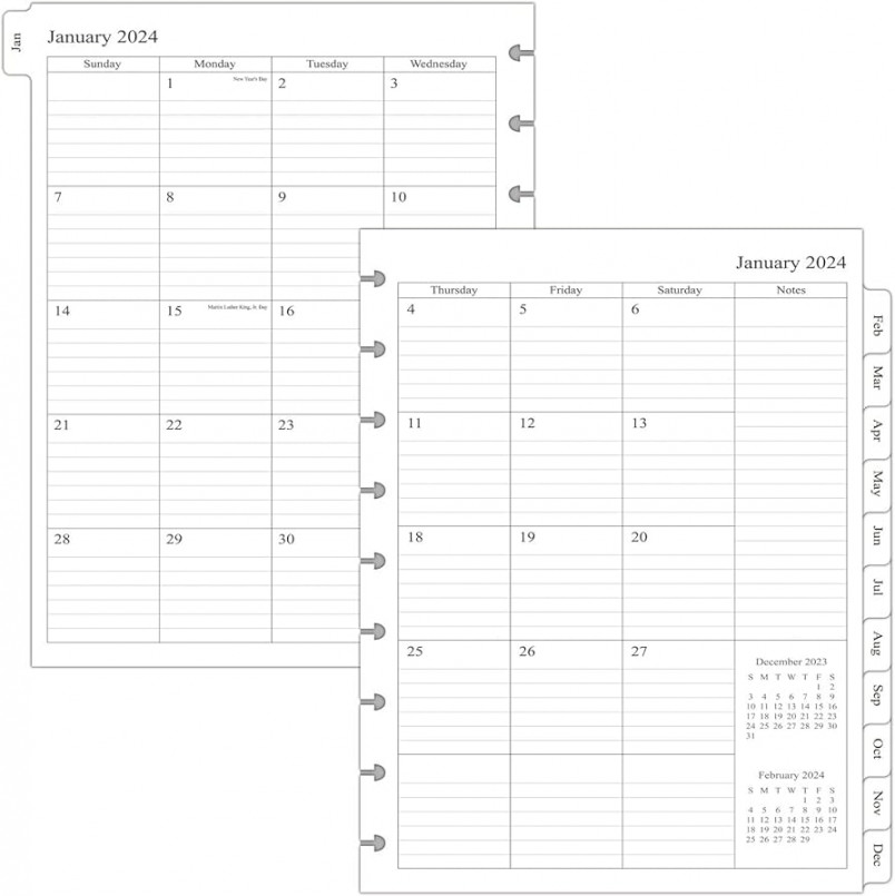 Monthly Planner Refills for Happy Planner,  Months from October   to December - Discs Punched, Classic Size, " x -/"