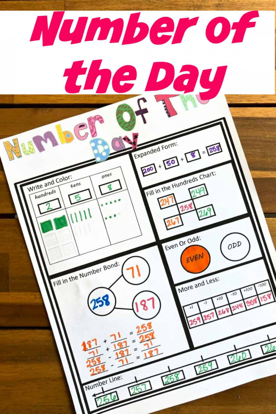 Number of the Day Worksheet  Free Printable