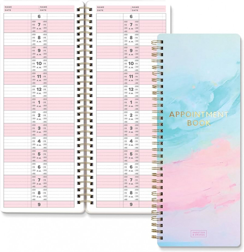 S&O Appointment Book with  Minute Slots - Daily Hourly Planner AM to PM  - Salon Appointment Book - Appointment Calendar - Daily Schedule Book -