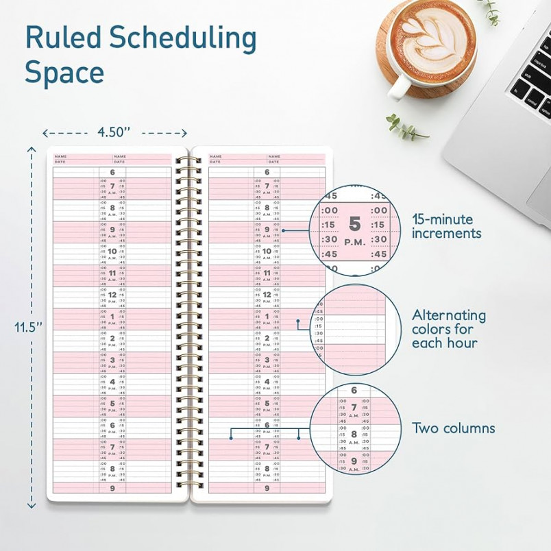 S&O Appointment Book with  Minute Slots - Daily Hourly Planner AM to PM  - Salon Appointment Book - Appointment Calendar - Daily Schedule Book -